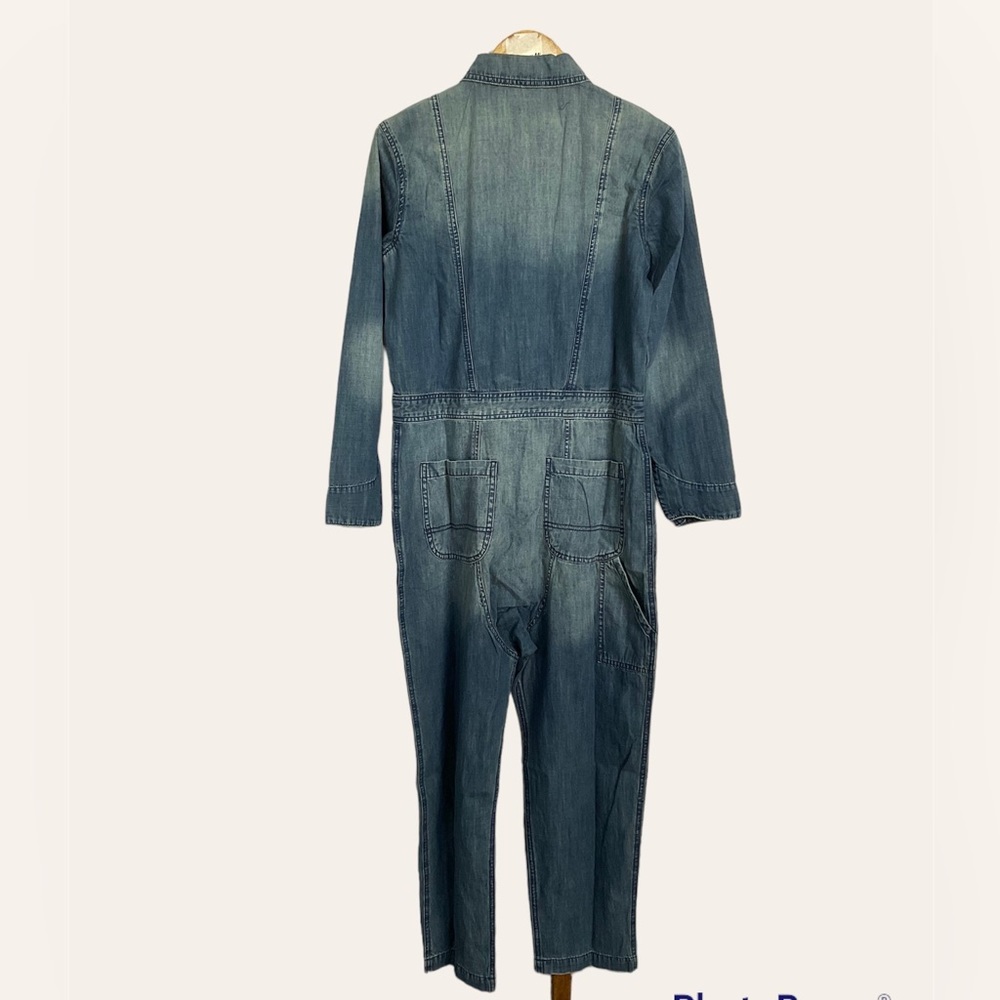 Sandrine Rose FREE PEOPLE Deep Zip Denim Jumpsuit Slouchy Small Utility Style - Picture 9 of 11
